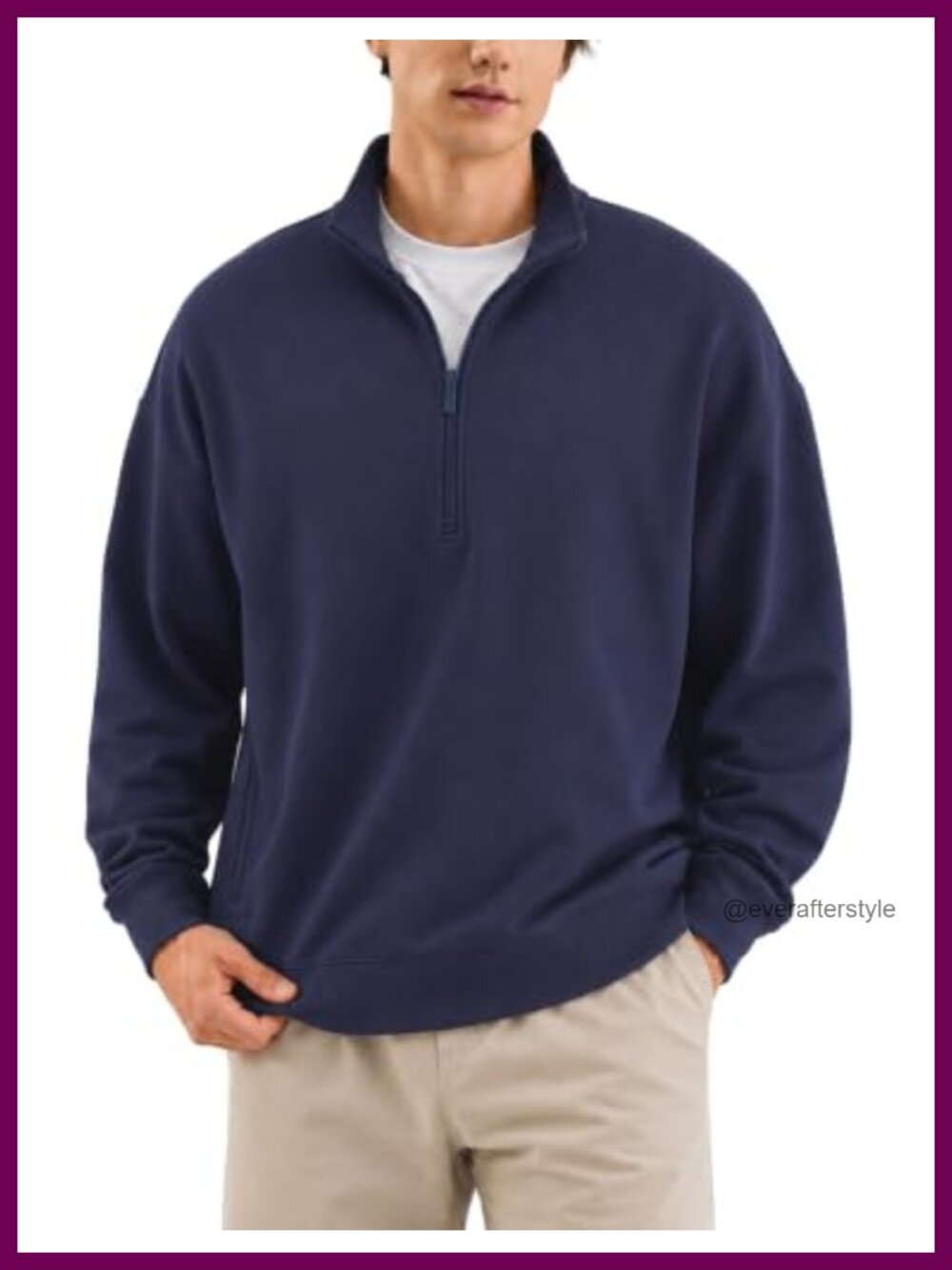 Oversized Quarter Zip Pullover Sweatshirt Heavyweight Fleece Cotton With Pockets
